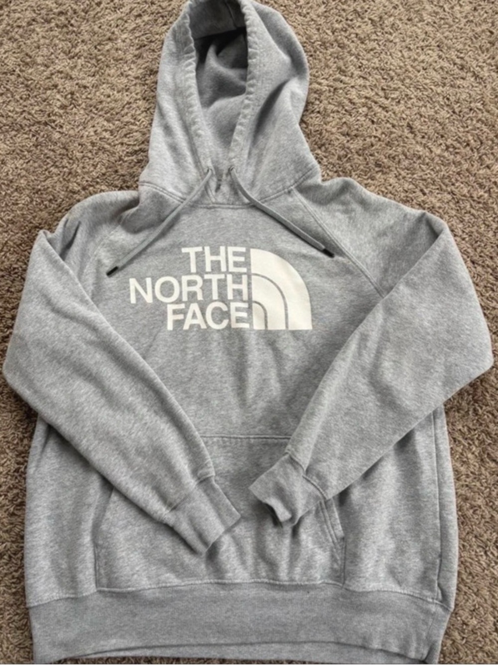 The North Face Men's Light Gray Crewneck Hoodie with White Logo